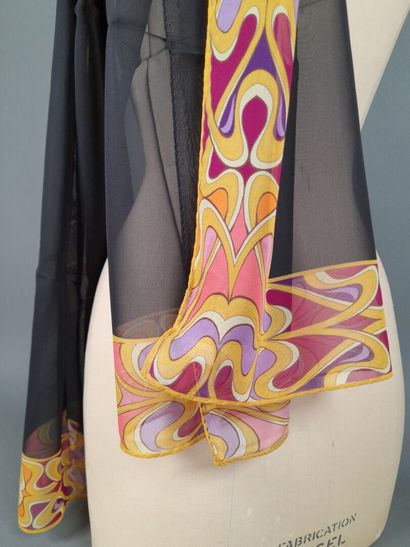 FREYWILLE.
Black silk chiffon scarf decorated...