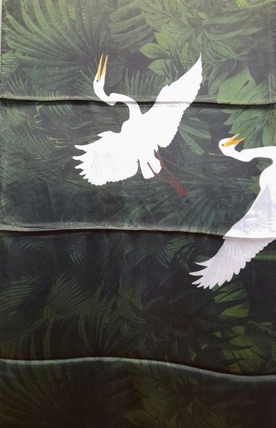 Lot including :
- Silk scarf decorated with...