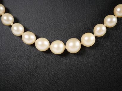 Necklace of falling pearls, the oval silver...