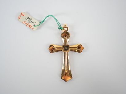 Pendant cross in 18K yellow gold and white...