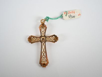 18K yellow gold openwork cross-pendant with...