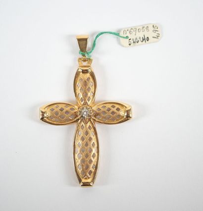 Stylized cross-pendant in 18K yellow gold...