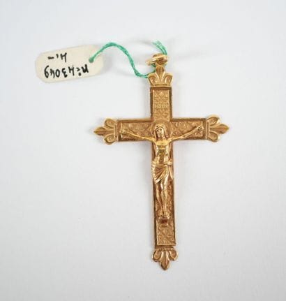 Cross-pendant in 18K yellow gold, inscribed...