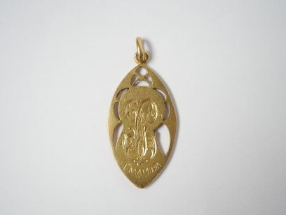 18K yellow gold openwork lozenge-shaped religious...