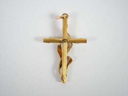 18K yellow gold cross-pendant adorned with...
