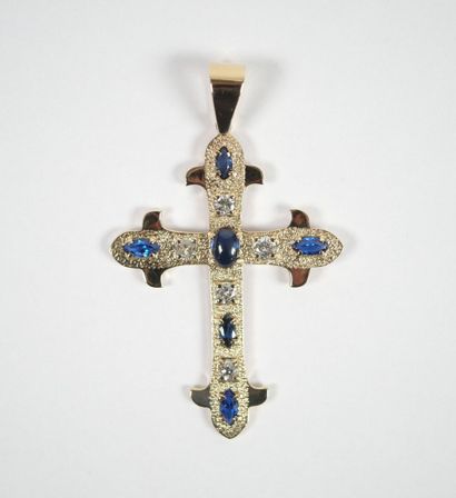 Important cross-pendant in 14K yellow gold,...