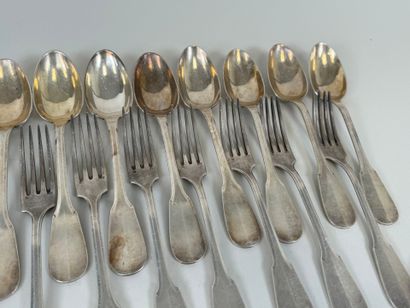 Partie de ménagère en métal argenté, modèle...