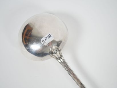 Silver ladle with ribboned rush decoration,...