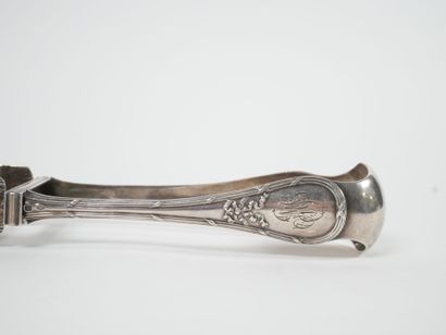 Silver asparagus tongs, Minerve hallmark,...