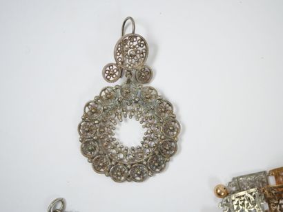 Lot of metal jewelry including two bracelets,...