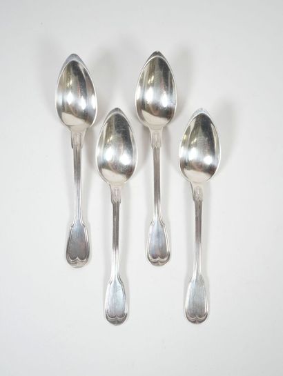 Set of four small silver spoons, Minerve...