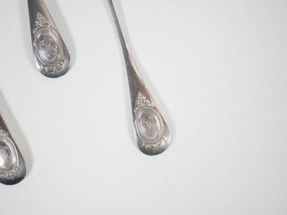 Set of four small silver spoons, Minerve...