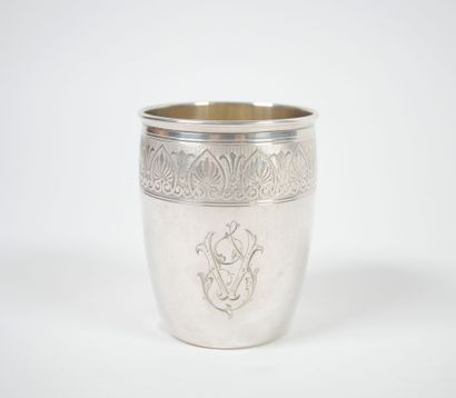 Minerve-patterned silver timbale decorated...