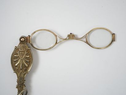 Pair of gilt silver lorgnons with stylized...