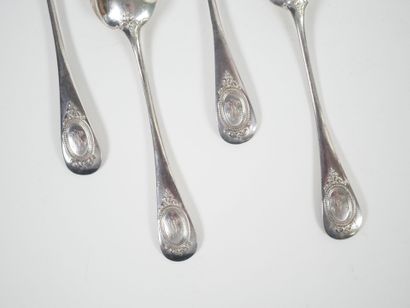 Set of four small silver spoons, Minerve...