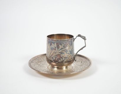 Silver cup and saucer, Minerve hallmark,...