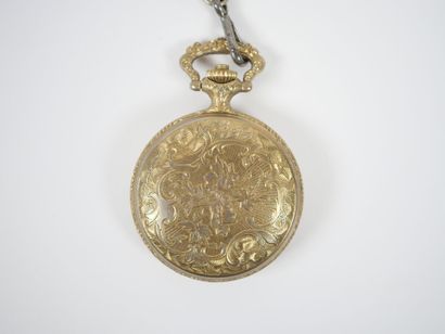 Gilt metal gousset watch with repoussé decoration...