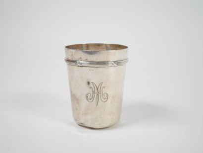 Minerve silver tumbler with ribboned rushes...