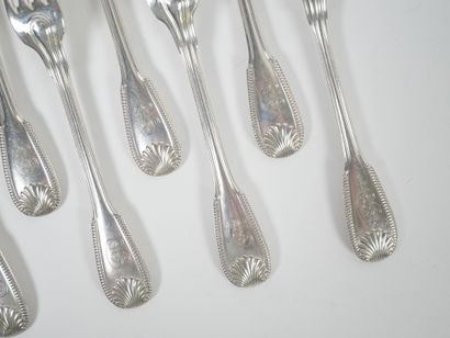 Set of eight silver forks and four silver...