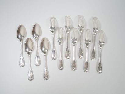 Set of eight silver forks and four silver...
