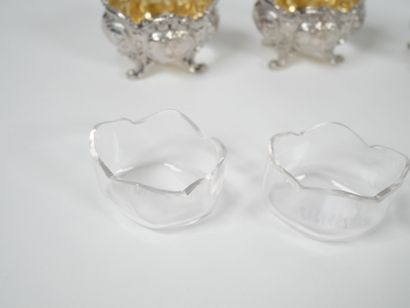 Set of four Minerve hallmarked silver salerons...