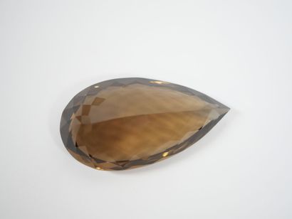 Very large pear-shaped faceted smoky quartz,...