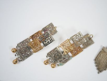 Lot of metal jewelry including two bracelets,...