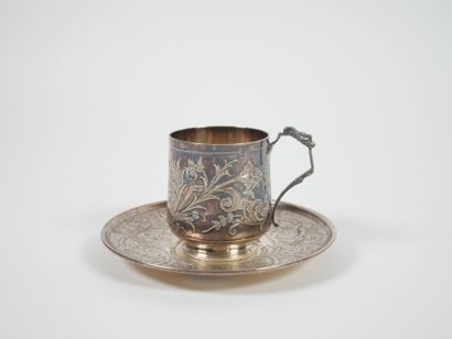 Silver cup and saucer, Minerve hallmark,...