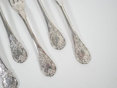 Set of 12 silver table forks, Vieillard hallmark,...