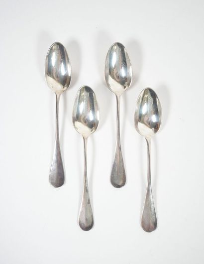 Set of four small silver spoons, Minerve...