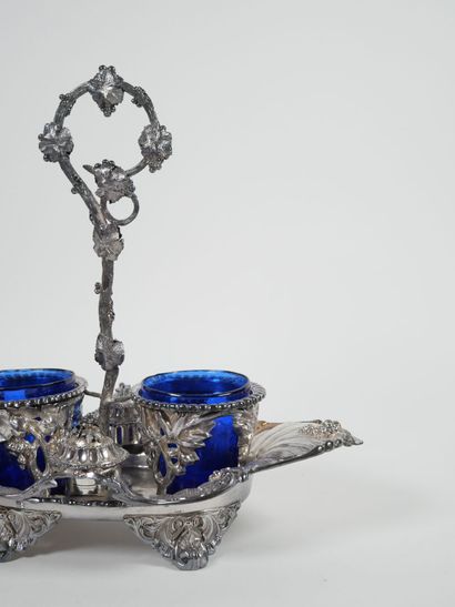 Silver oil and vinegar cruet, Minerve hallmark,...