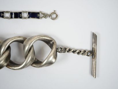 Lot of metal jewelry including two bracelets,...