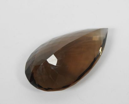 Very large pear-shaped faceted smoky quartz,...