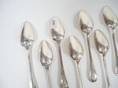 Set of 12 small silver spoons, Minerve hallmark,...