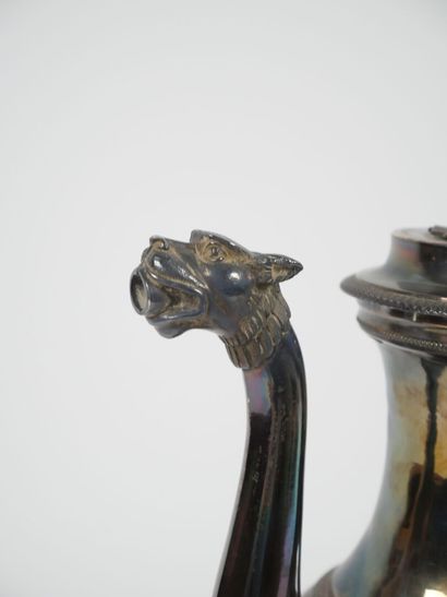 Silver ovoid pourer, Minerve hallmark, decorated...