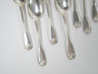Set of eight silver forks and four silver...