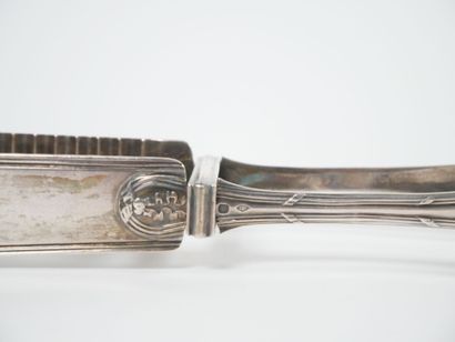Silver asparagus tongs, Minerve hallmark,...