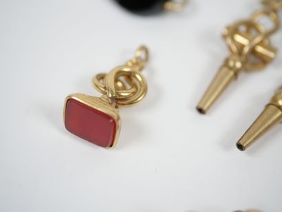 Set of seven gilt metal watch keys, some...