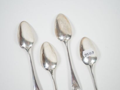 Set of four small silver spoons, Minerve...
