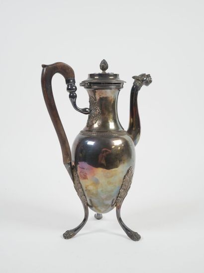 Silver ovoid pourer, Minerve hallmark, decorated...