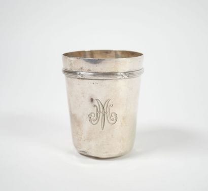 Minerve silver tumbler with ribboned rushes...