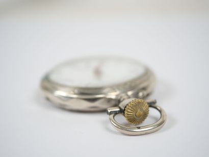 Silver pocket watch, mechanical movement...