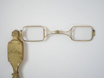 Pair of gilt silver lorgnons with chased...