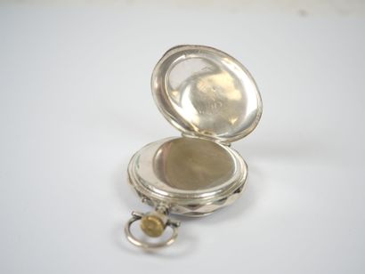 Silver pocket watch, mechanical movement...