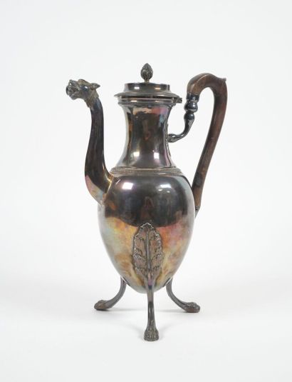 Silver ovoid pourer, Minerve hallmark, decorated...