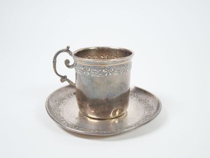 Silver cup and saucer, Minerve hallmark,...