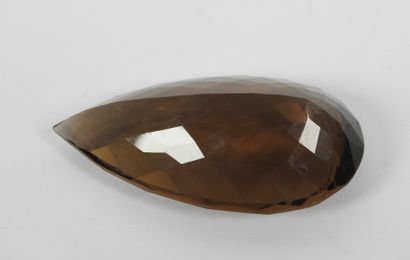 Very large pear-shaped faceted smoky quartz,...