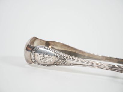 Silver asparagus tongs, Minerve hallmark,...