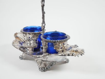 Silver oil and vinegar cruet, Minerve hallmark,...