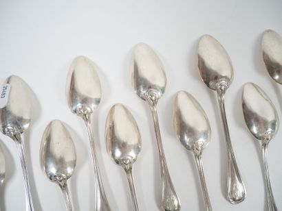Set of 12 small silver spoons, Minerve hallmark,...